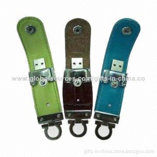 Leather 16GB USB Flash Drives, Customized Imprinted Logos and Free Samples Supply